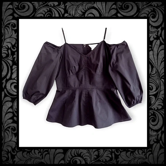 Belle Sky Cold Shoulder Poplin Blouse - Picture 1 of 3